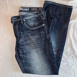 Buckle relaxed boot cut men’s jeans